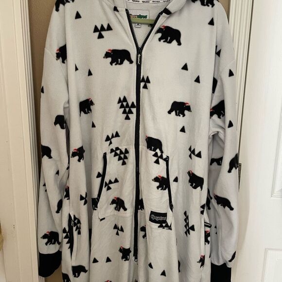 Tipsy Elves Black Bear Holiday Onesie 3X Bear Hood Pockets Excellent Condition - Picture 1 of 16
